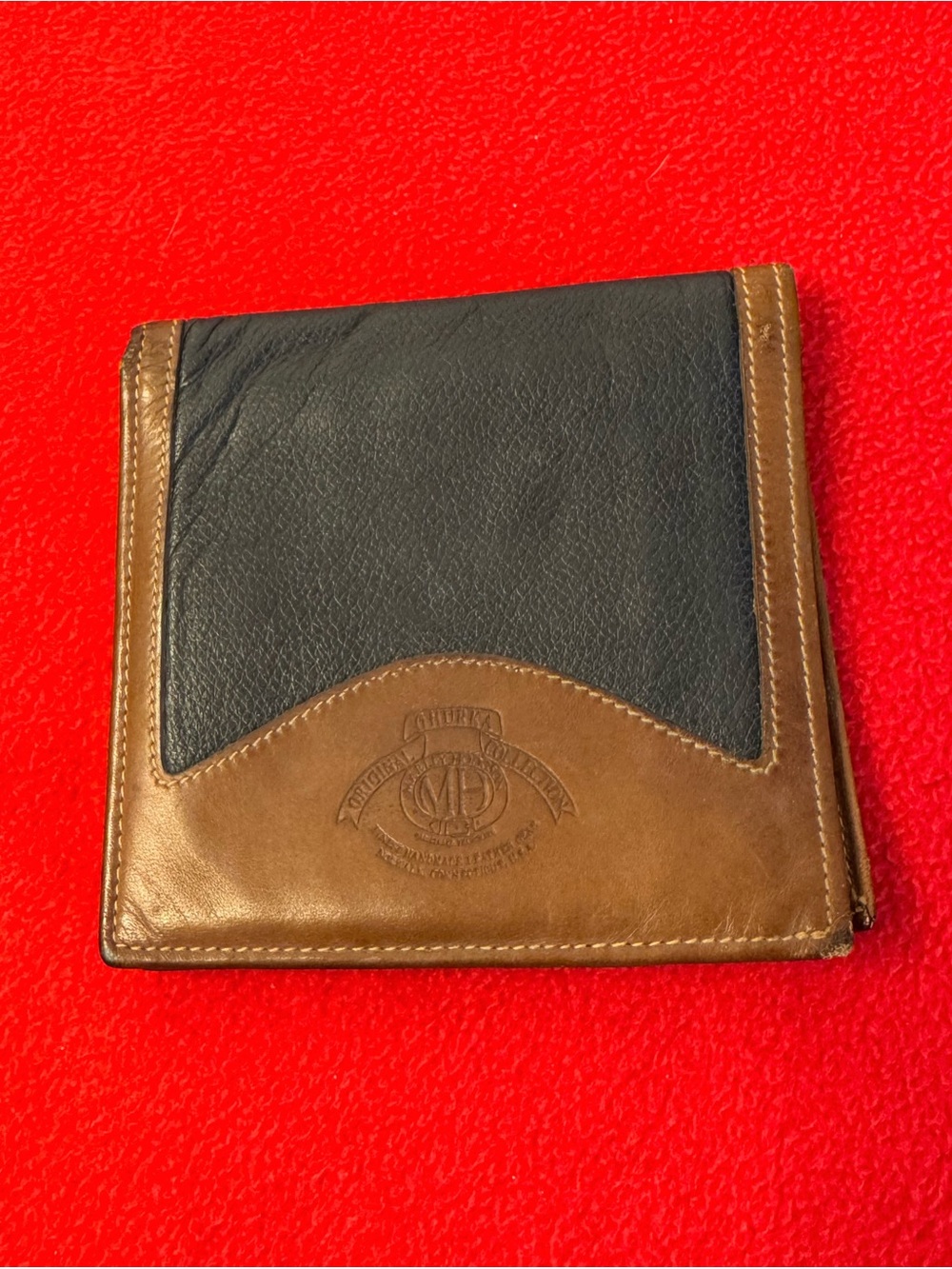 GHURKA Marley Hodgson Original Collection Bifold Wallet Navy /Brown Leather VTG